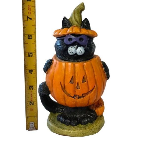 Stone Bunny Inc Black Cat In A Pumpkin Telle M Stein Halloween Figure Vintage. - Picture 2 of 14